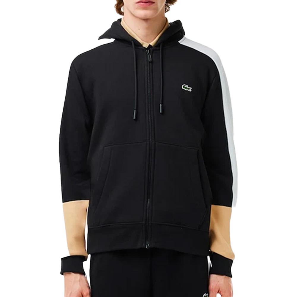 Sweat Noir Homme Lacoste Colorblock Hoodie pas cher