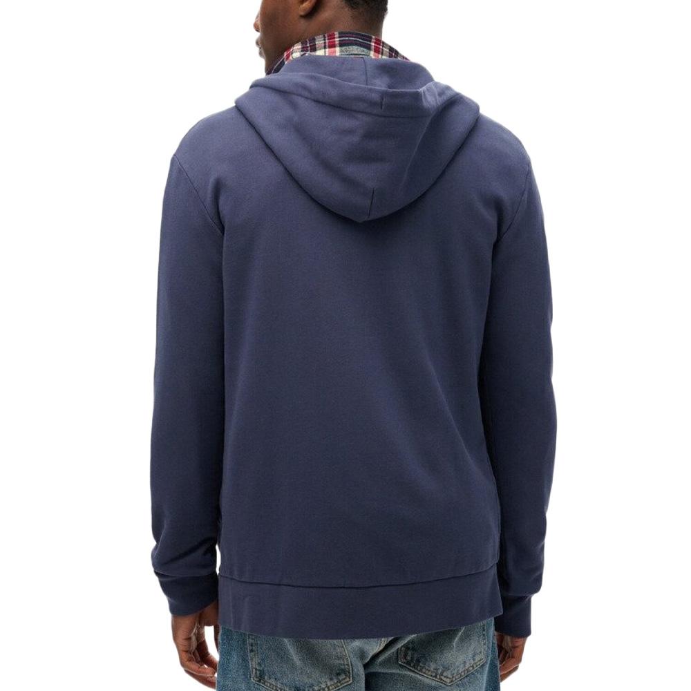 Sweat Zippé Bleu Homme Superdry Plain Hood vue 2