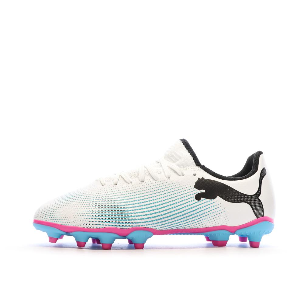 Chaussures de football Blanche/Bleu Garçon Puma Future 7 pas cher