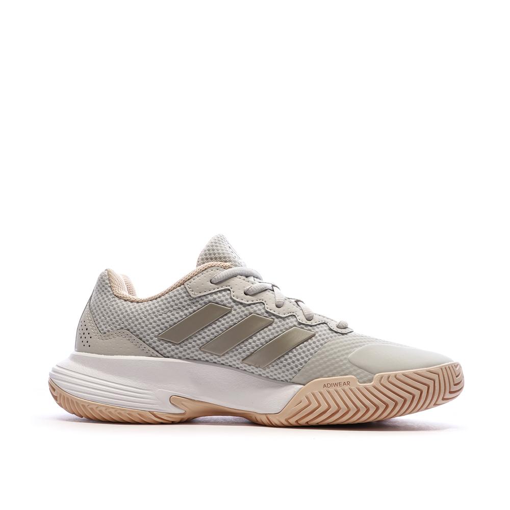 Baskets Grises/Roses Femme Adidas Gamecourt 2 vue 2