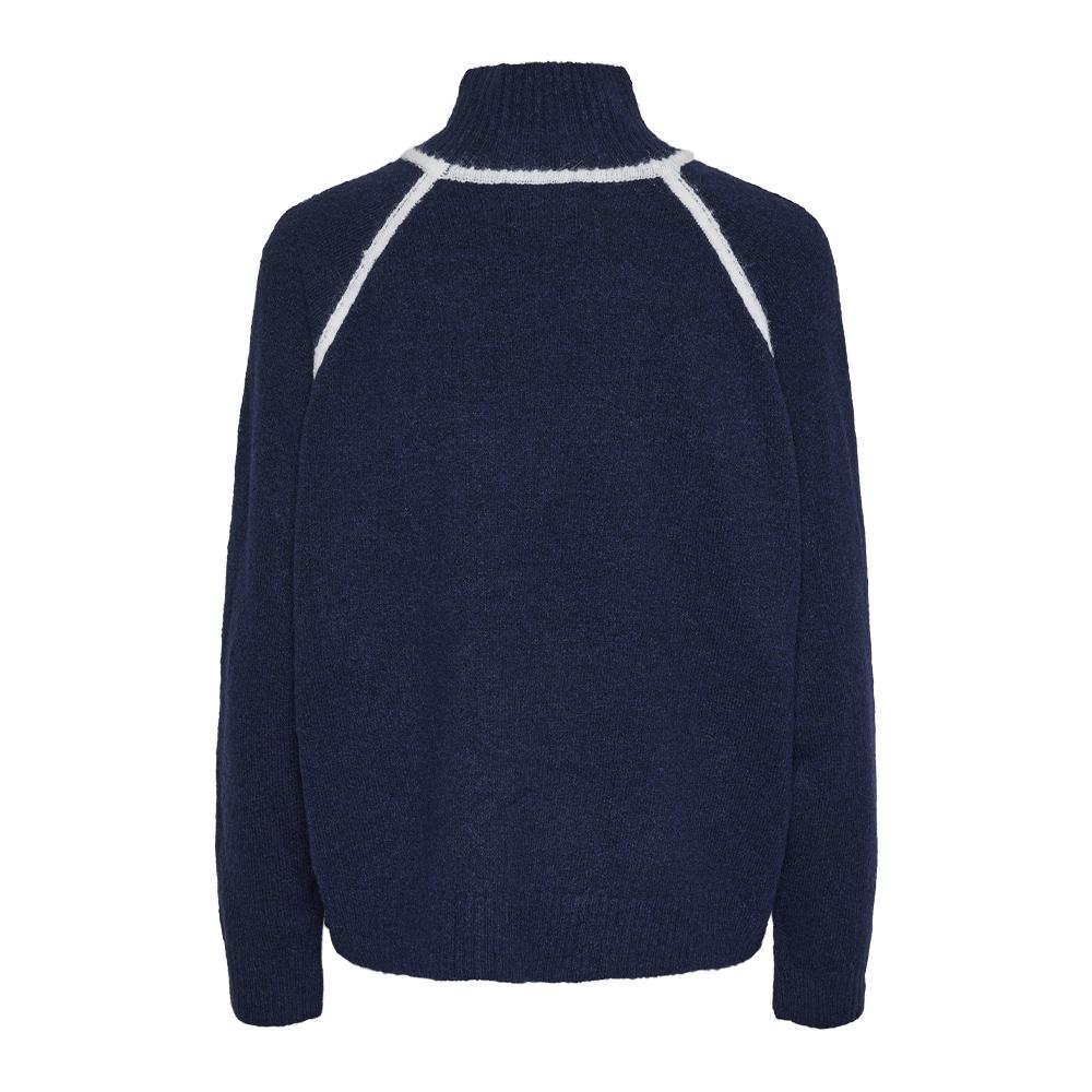 Pull Marine/Blanc Femme Pieces Lola vue 2