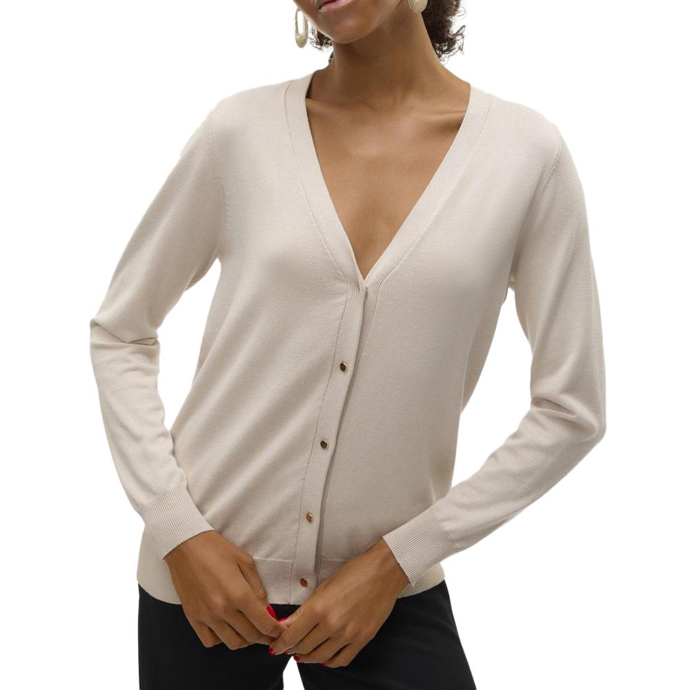 Gilet Beige Femme Vero Moda Silje V-neck Cardigan Moonbeam pas cher