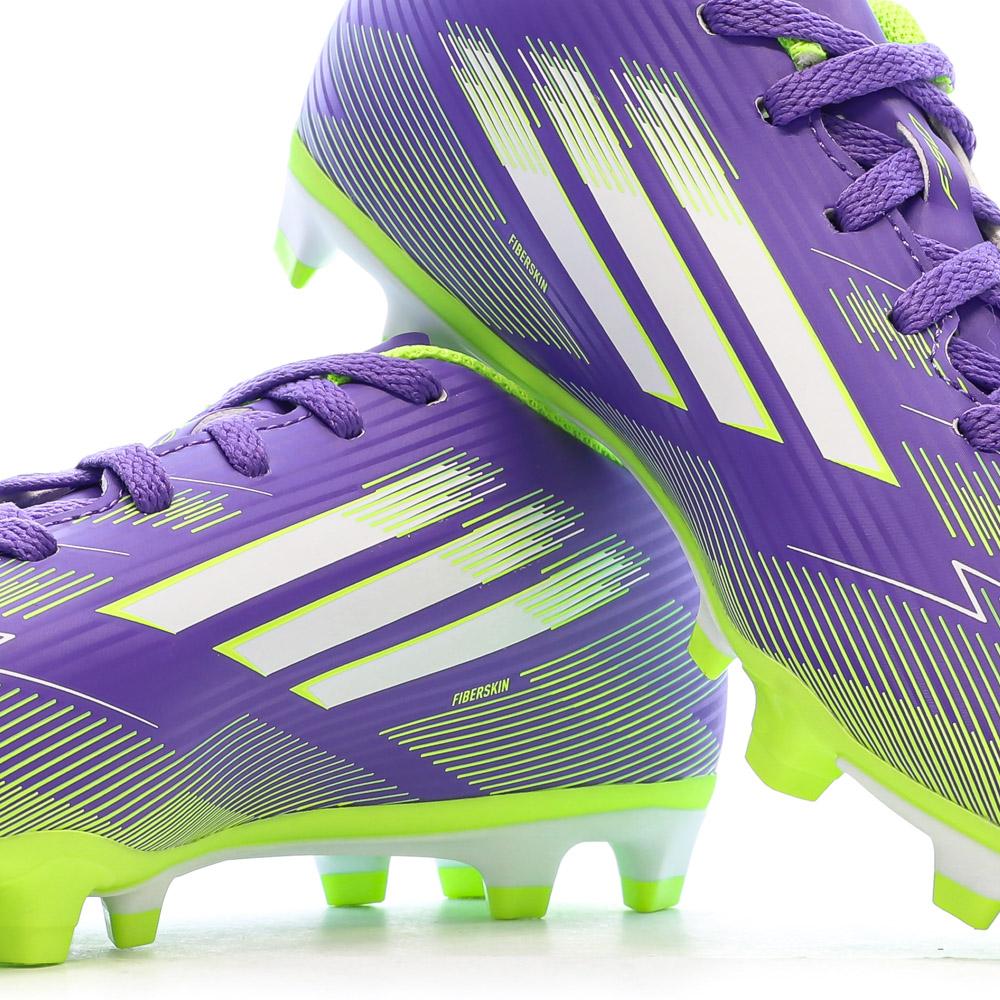 Zapatillas de fútbol moradas/amarillas para niños Adidas F50 Club FG/MG ver 7