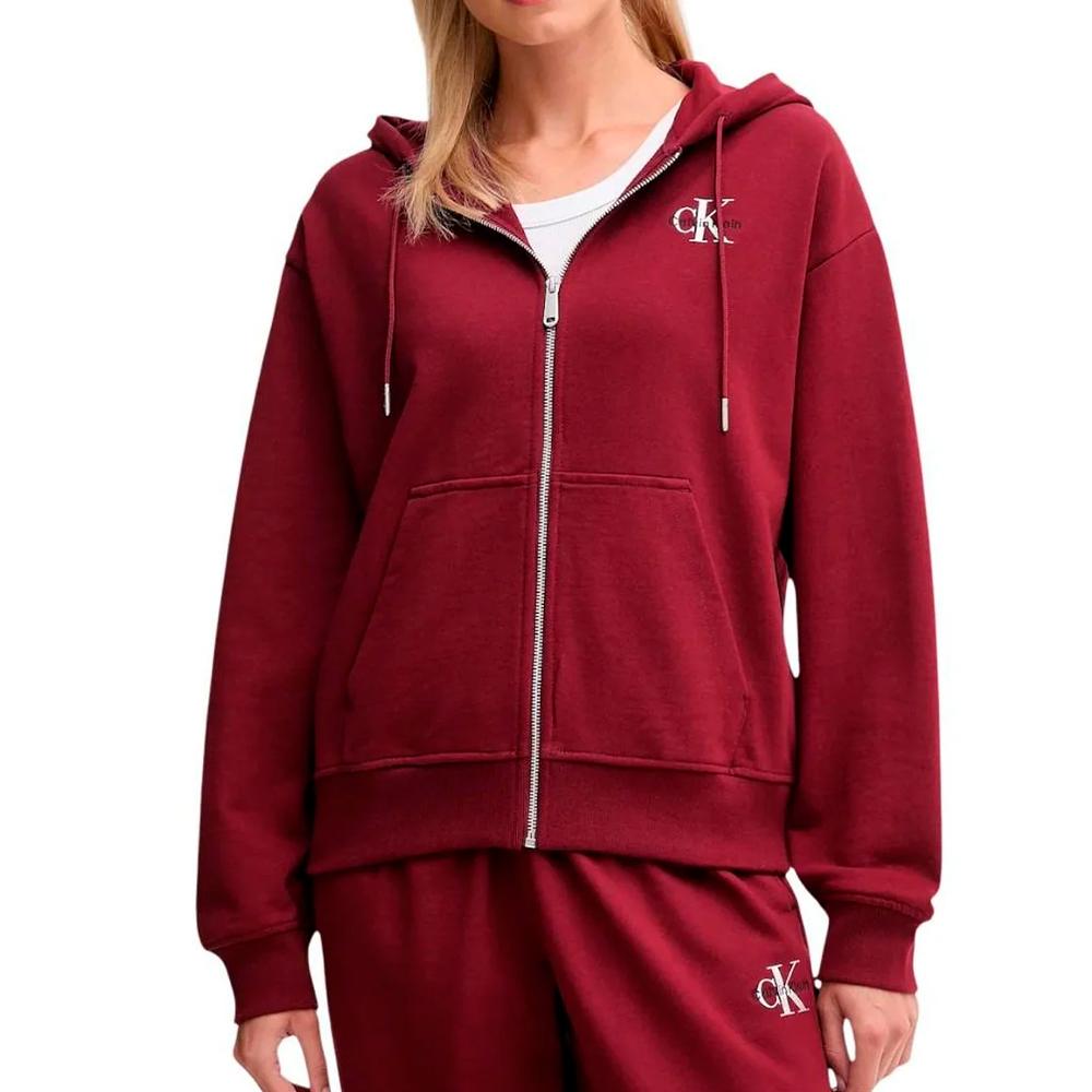 Sweat Zippé Rouge Femme Calvin Klein Jeans Monologo French pas cher