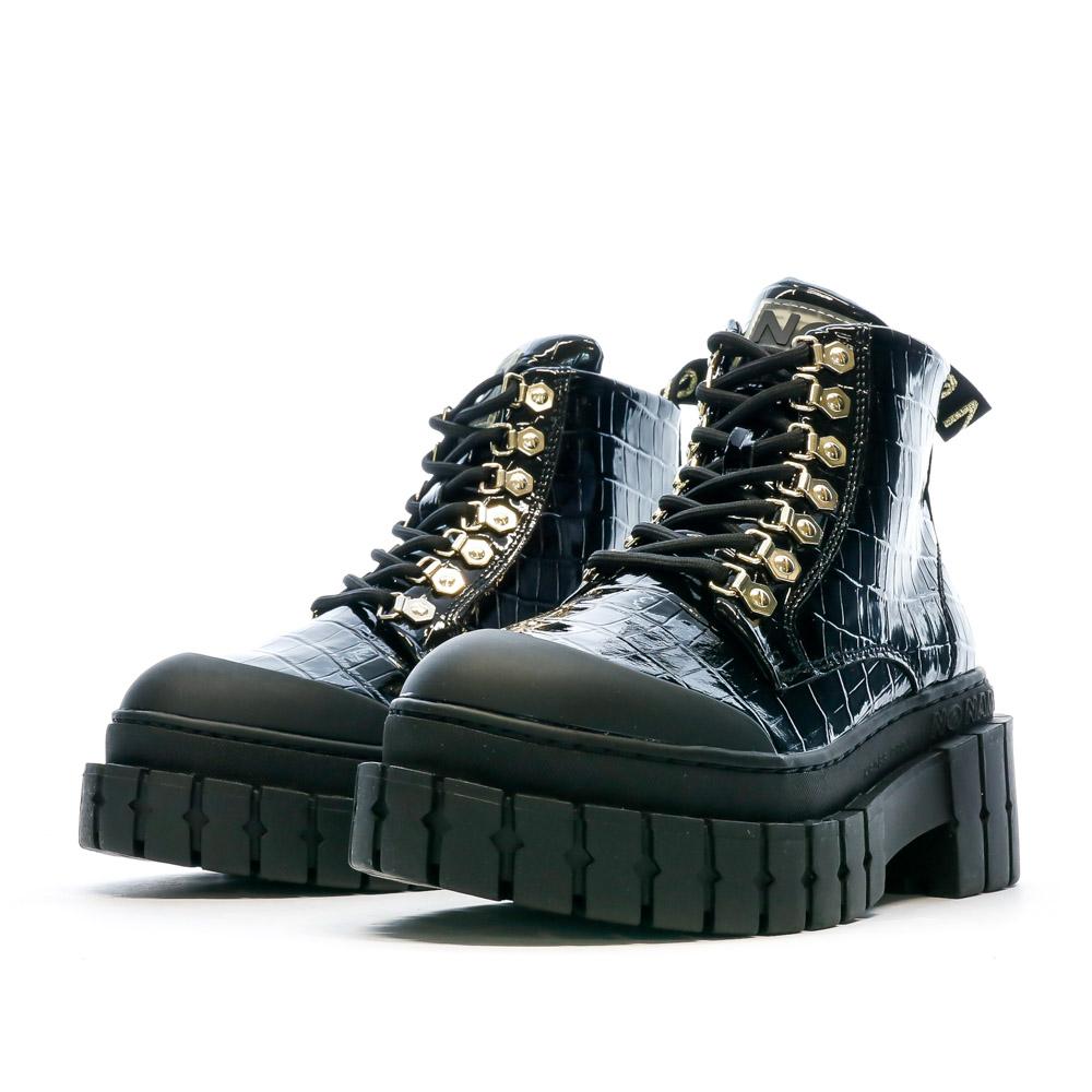Boots Noir Croco Femme No Name Kross Low vue 5