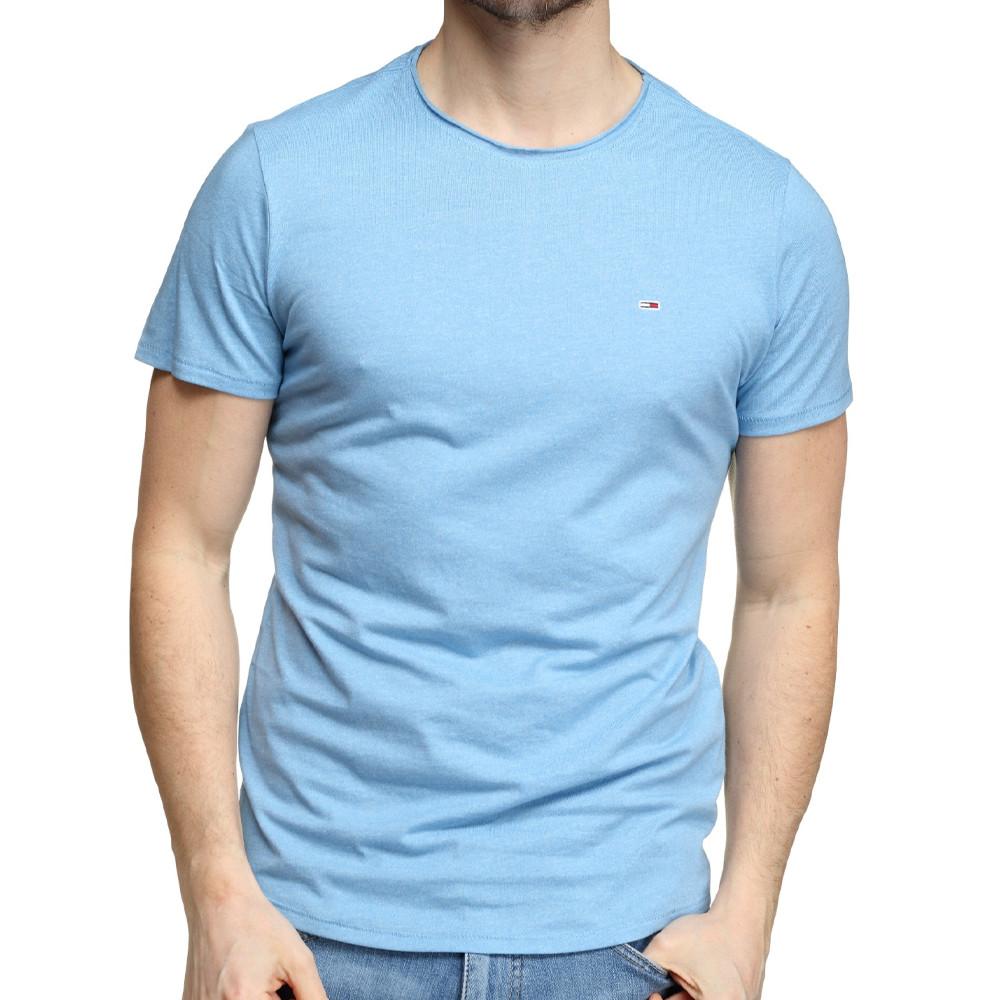T-shirt Bleu Homme Tommy Jeans Slim Jaspe pas cher