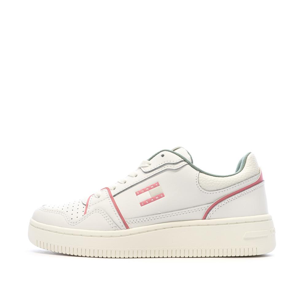 Baskets Blanches/Roses Femme Tommy Hilfiger Retro pas cher
