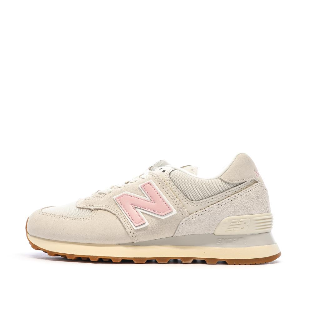 Baskets Beige/Rose Femme New Balance 574 pas cher