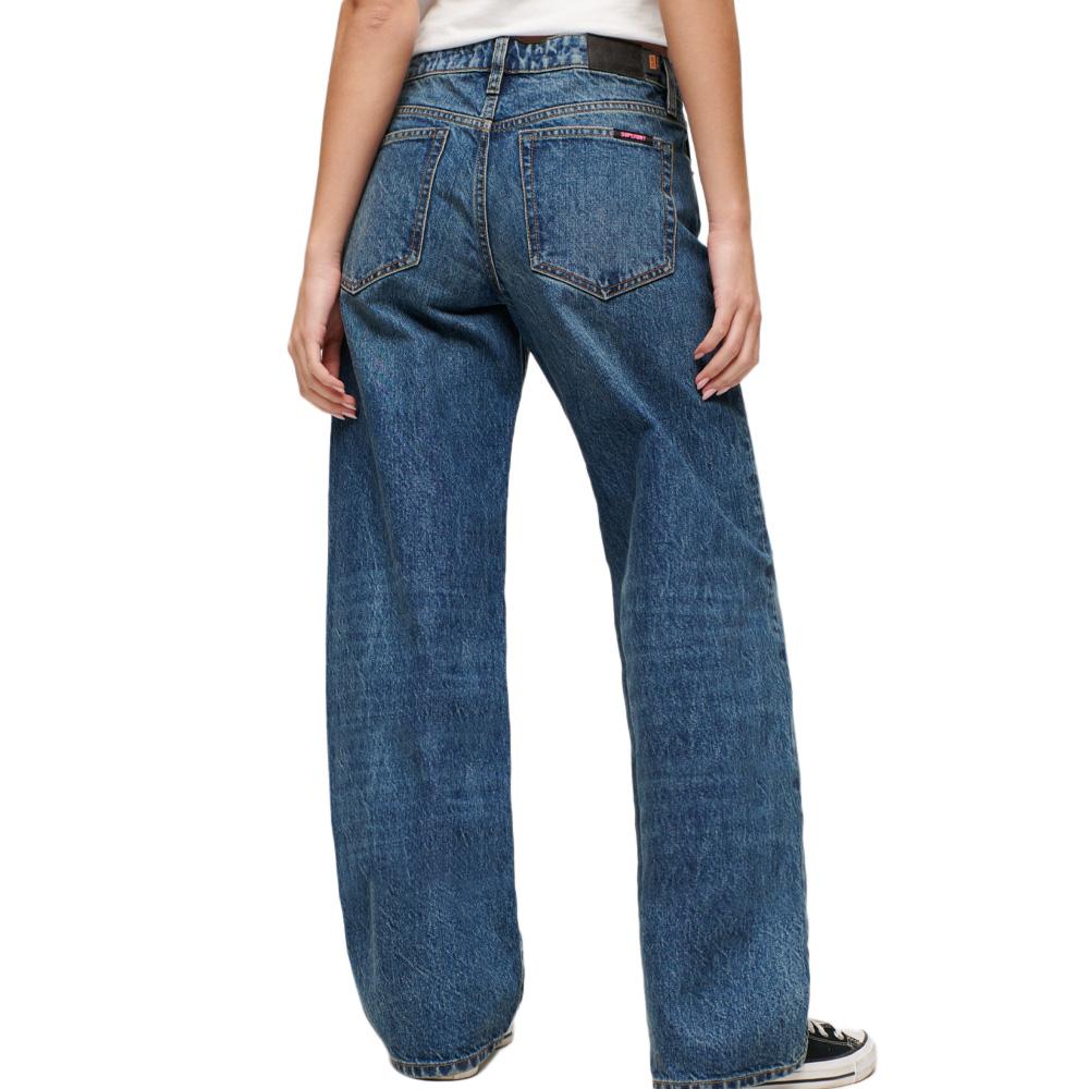 Jean Loose Bleu Femme Superdry Mid Rise Wide vue 2