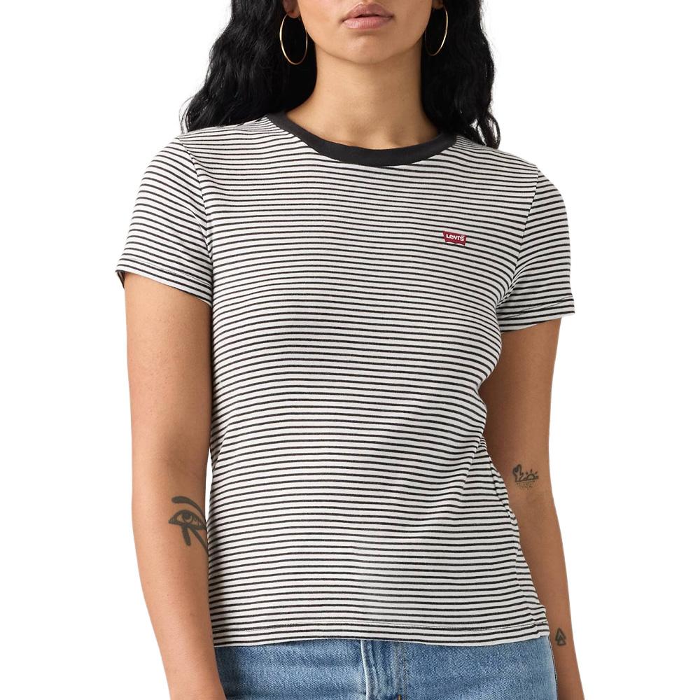 Lot de 2 T-shirts Blanc/Rayures Femme Levi's 2pack Essential vue 2