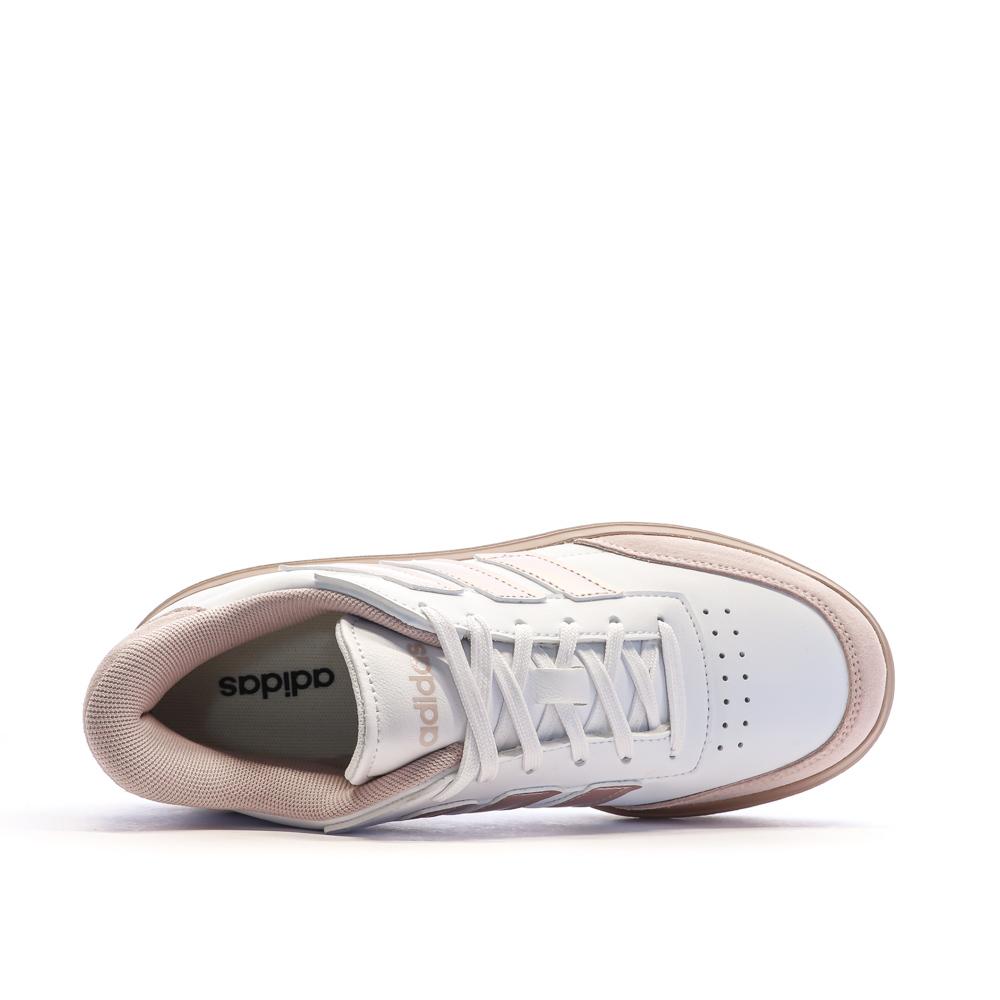 Baskets Blanches/Roses Femme Adidas Courtblock vue 4