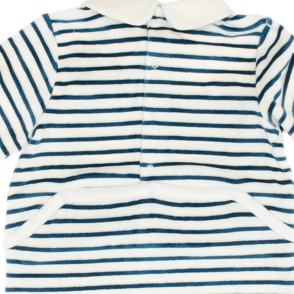 Pyjamas Rayures Blanc/Bleu Garçon Elle est ou la mer Jama vue 2