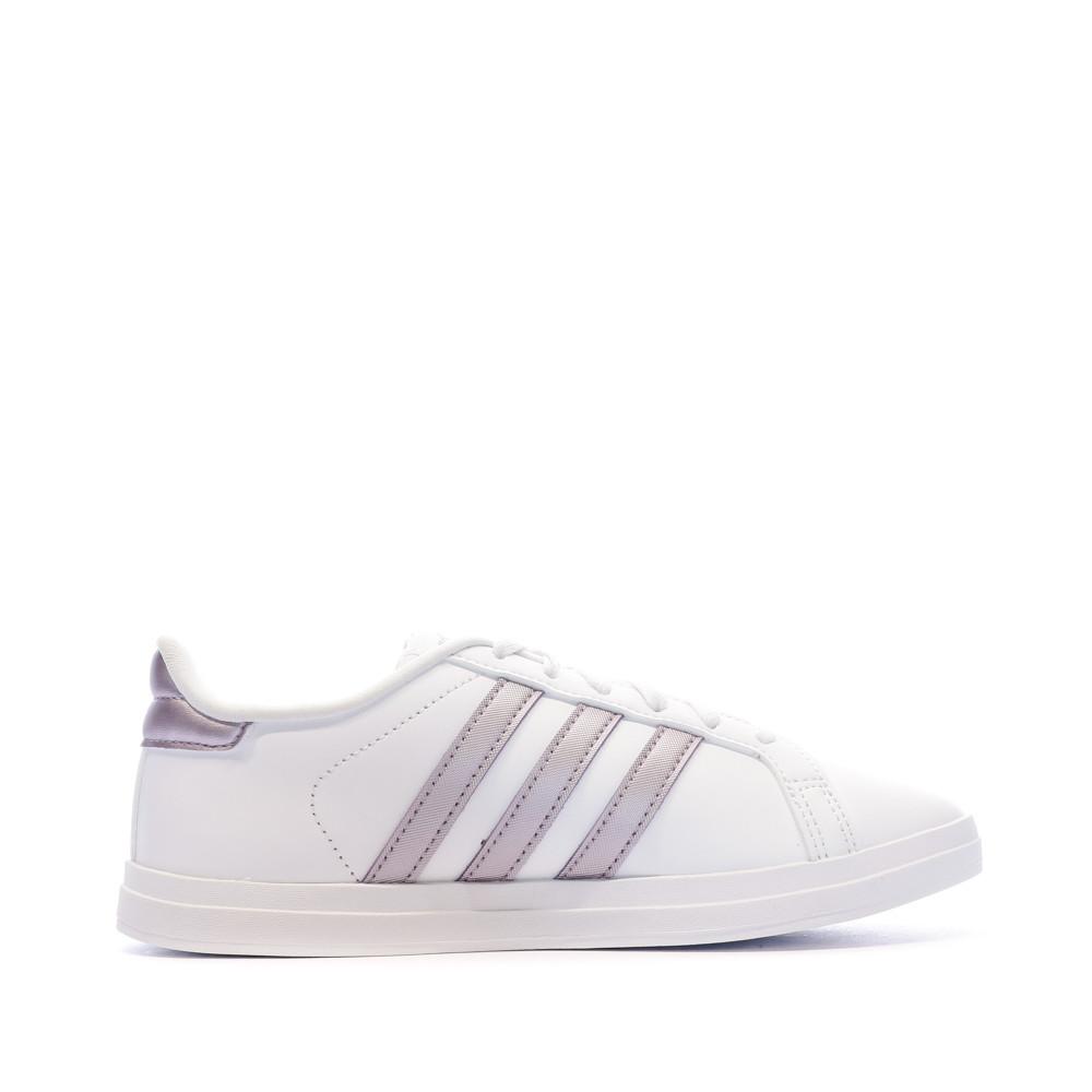 Baskets Blanches/Violette Femme Adidas Courtpoint vue 2