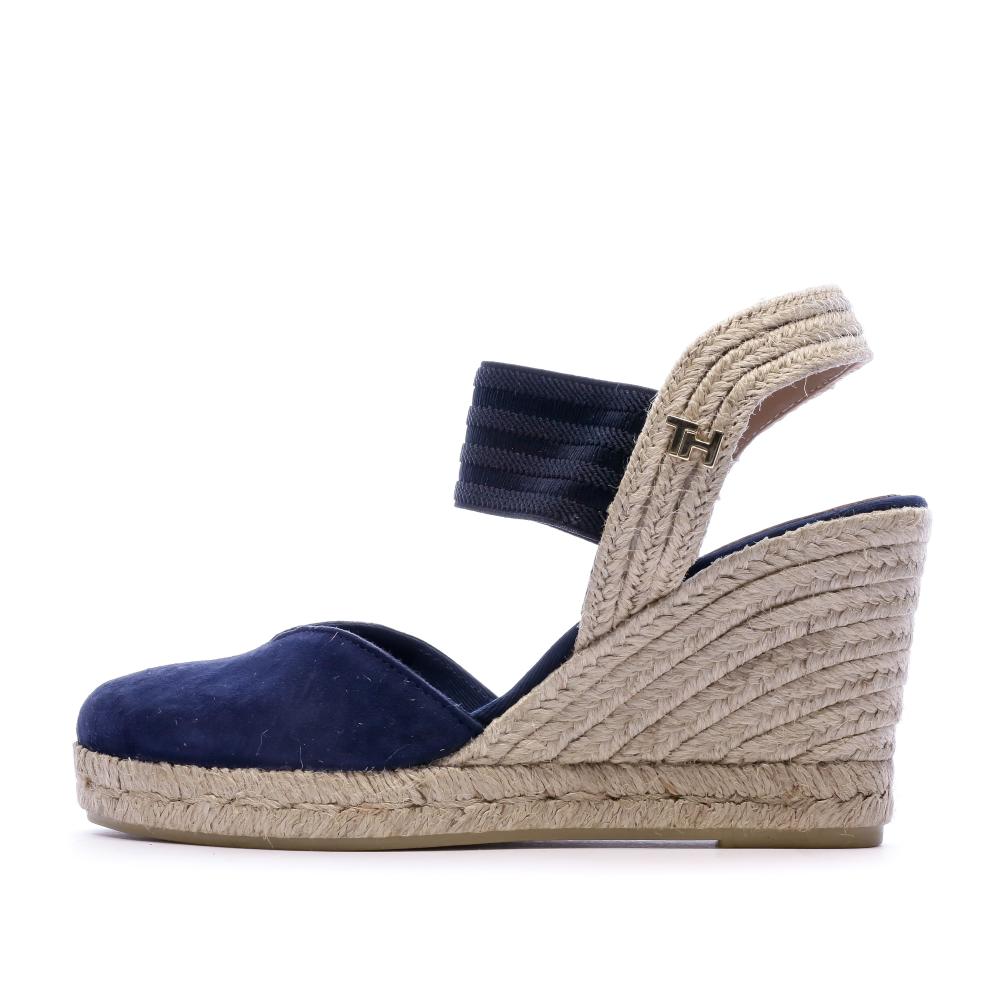 Sandales à talon en daim bleu femmes Tommy Hilfiger pas cher