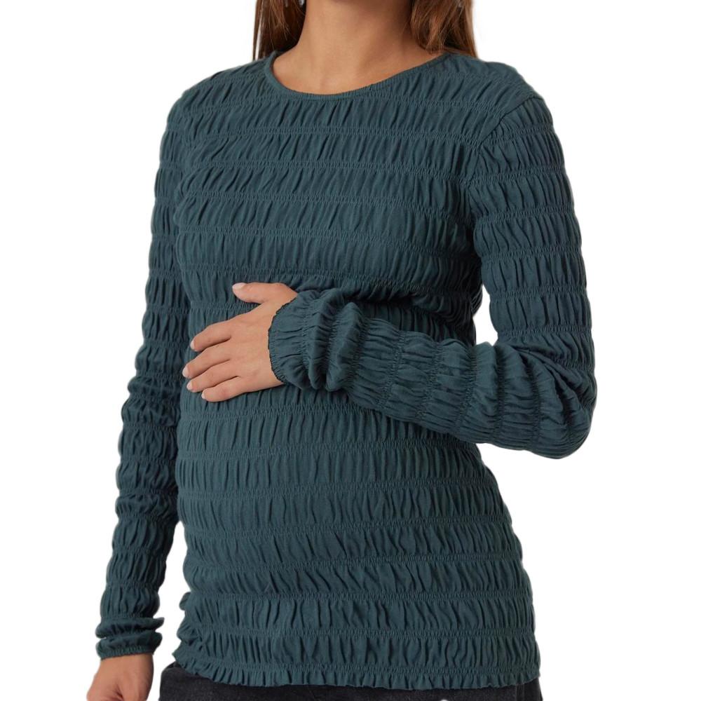 T-shirt de Grossesse Manches Longues Bleu Canard Mamalicious Lise pas cher