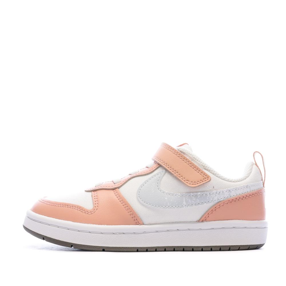 Baskets Rose/Blanche Fille Nike Court Borough pas cher