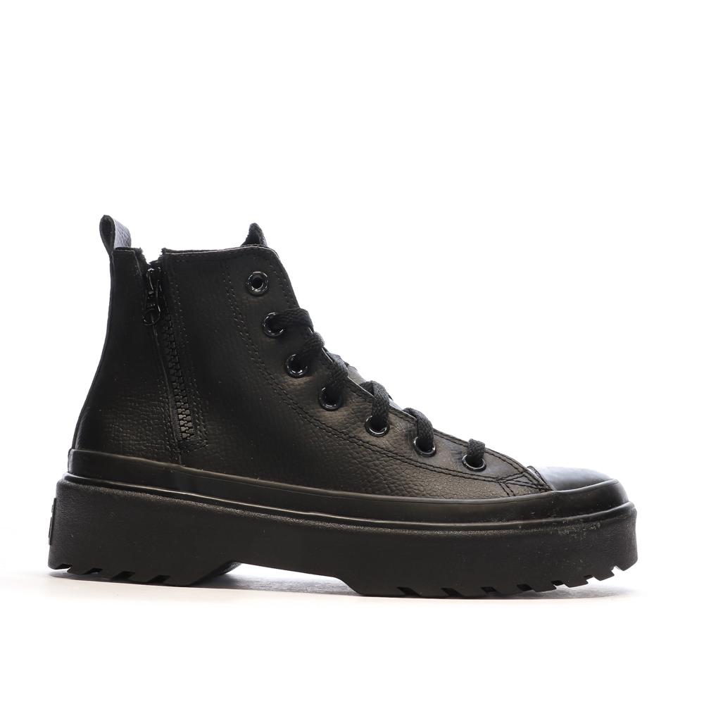 Baskets Noires Femme Converse All Star Lugged Lift Platform Leather vue 2