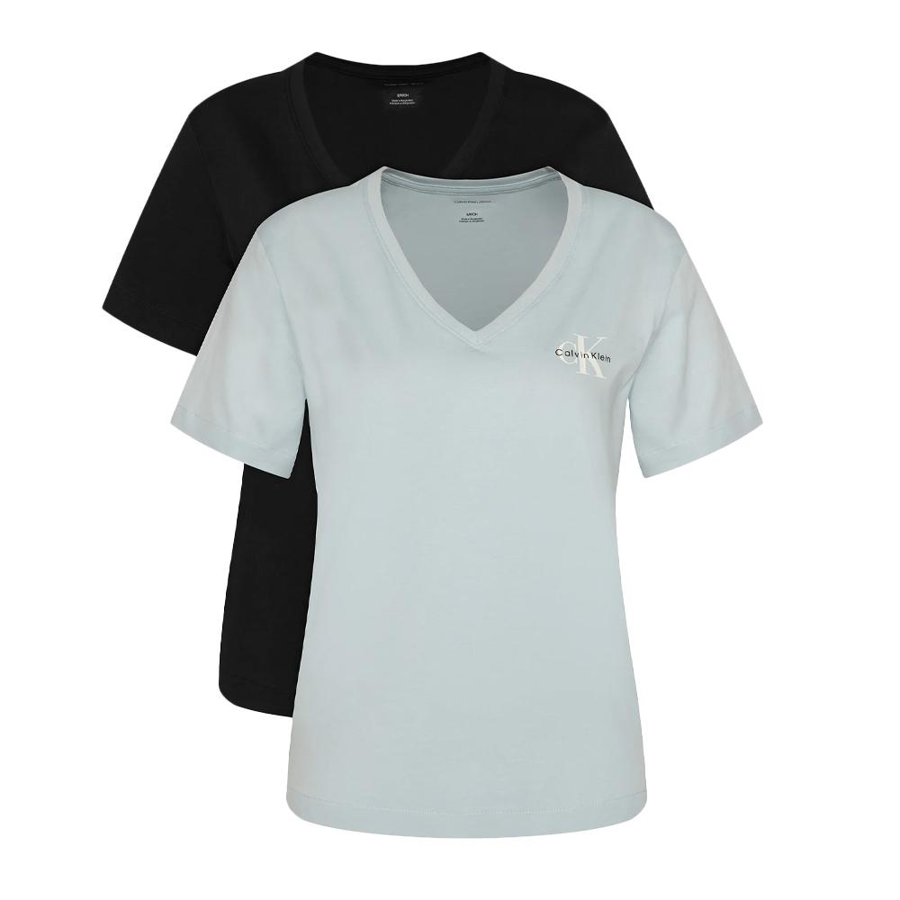 Lot de 2 T-shirts Noir/Bleu Femme Calvin Klein Jeans Monologo pas cher