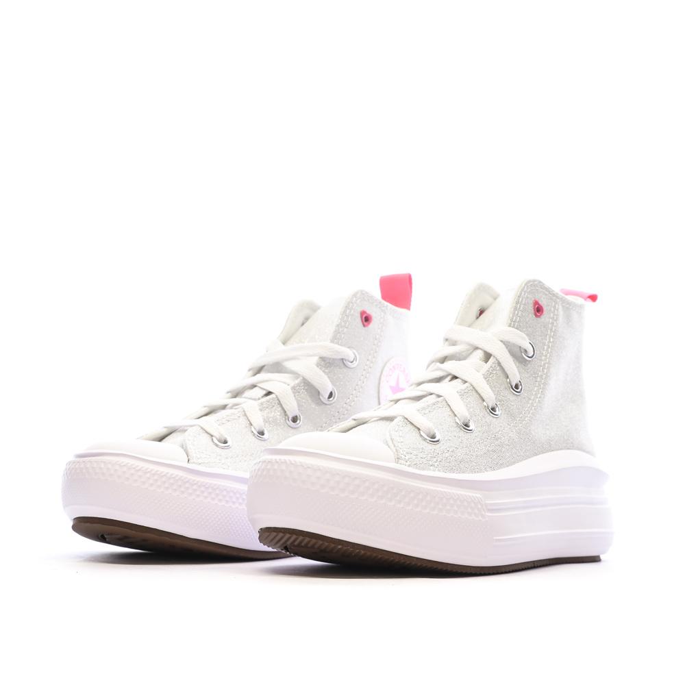 Baskets Grises/Rose Fille Converse All Star Move Sparkle vue 6