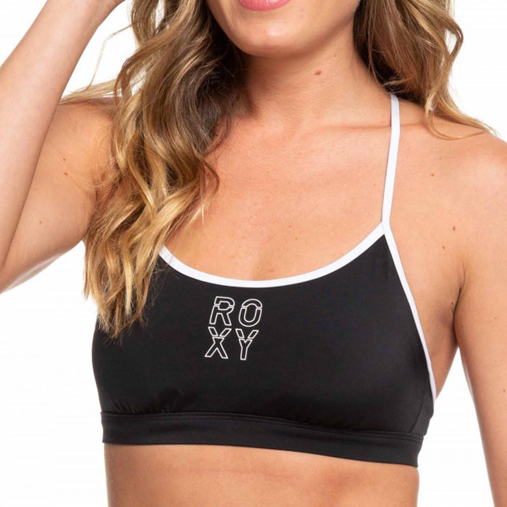 Haut De Bikini Noir Femme Roxy Fitness Strappy Sport pas cher