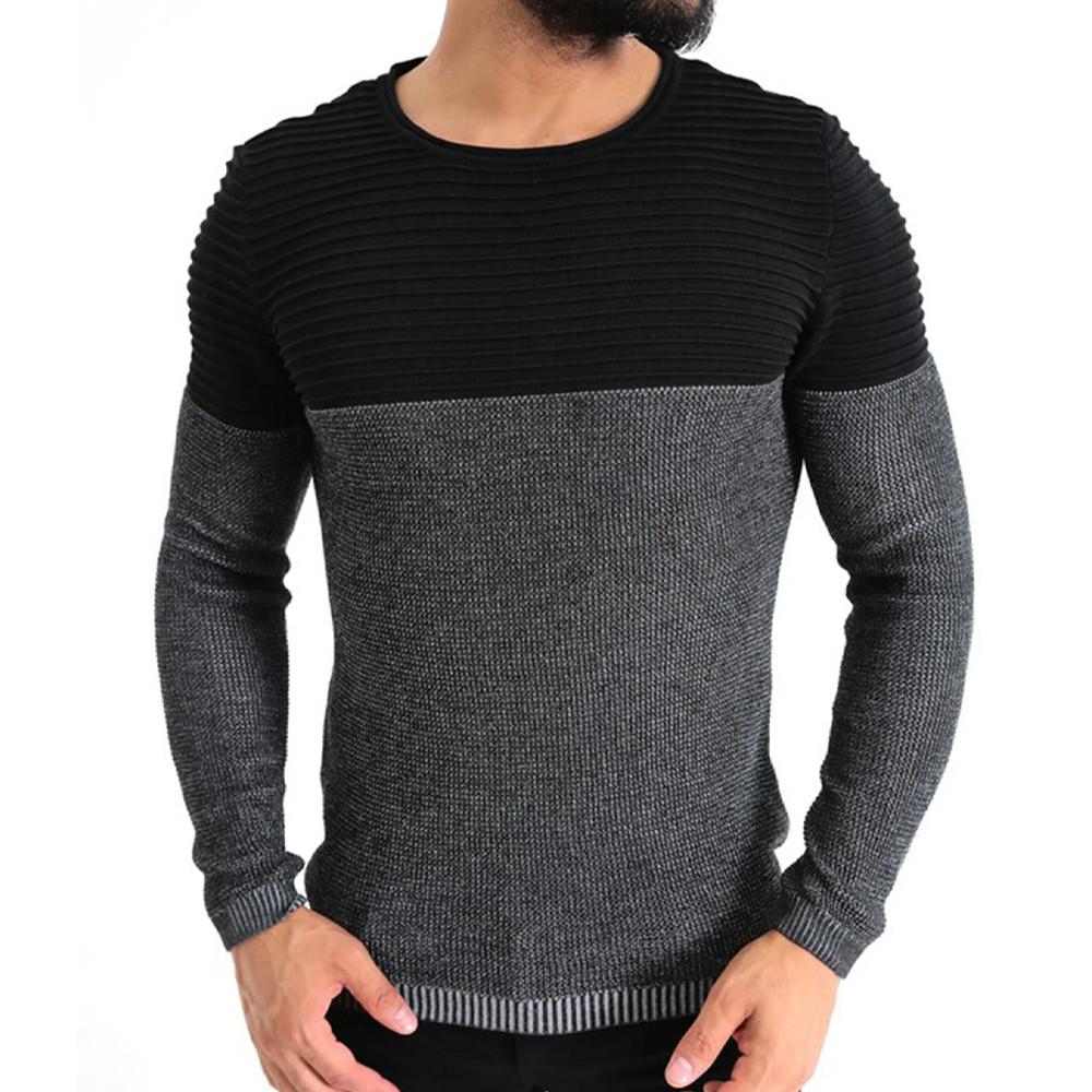 Pull Noir/Gris Homme Just Emporio 504 pas cher