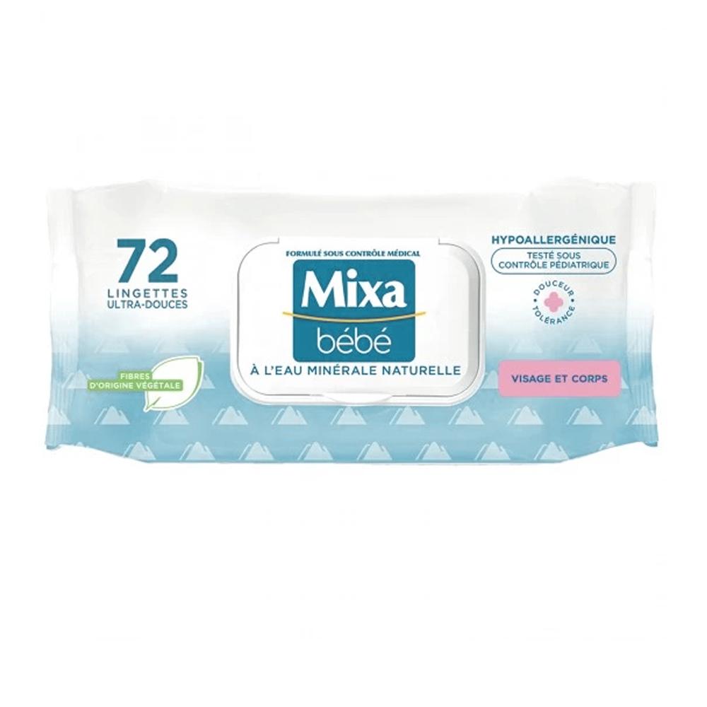 Lingettes à l’Eau Minérale Naturelle MIXA Bébé (x72unités) pas cher