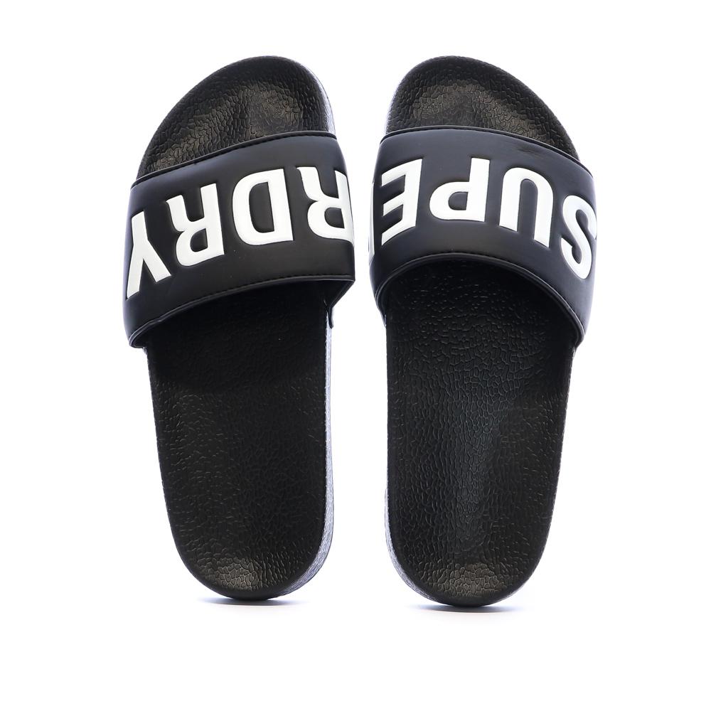 Claquettes Noir/Blanc Homme Superdry Pool Slide vue 3