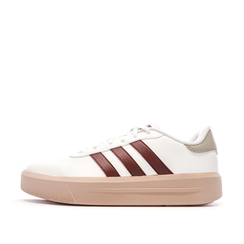 Baskets Beiges/Bordeaux Femme Adidas Court Platform pas cher