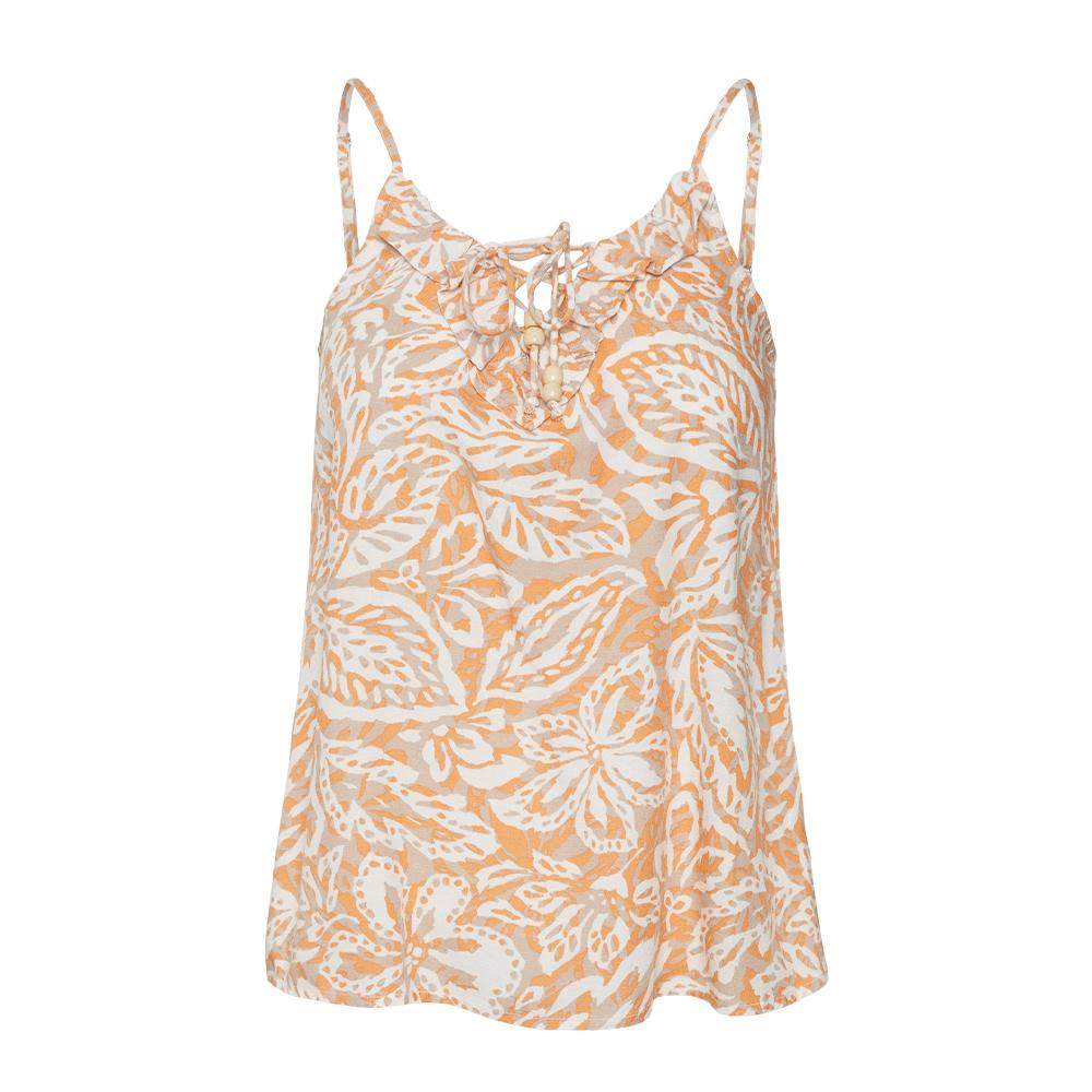 Débardeur Blanc/Orange Femme Vero Moda Singlet pas cher