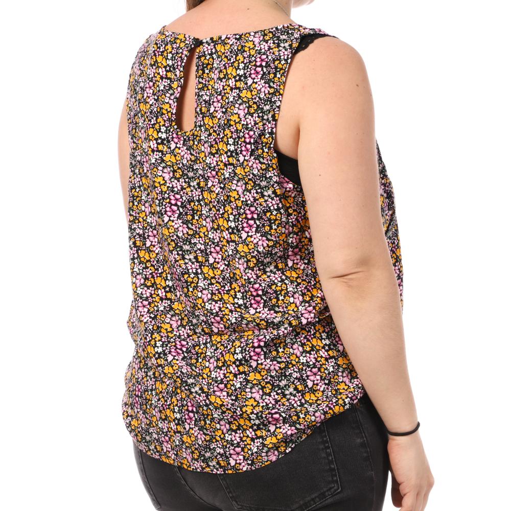 Débardeur Imprimé Noir/Rose Femme Vero Moda CURVE Tigers Eye vue 2