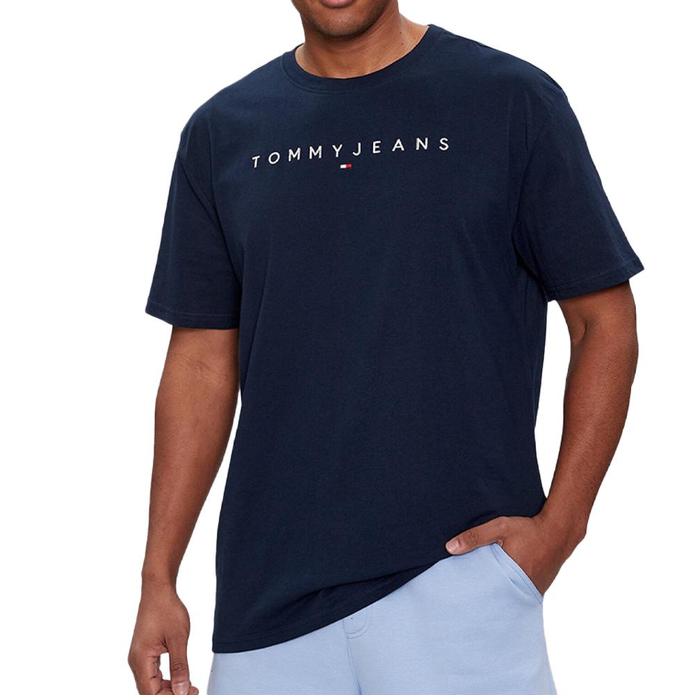 T-shirt Marine Foncé Homme Tommy Hilfiger Linear pas cher