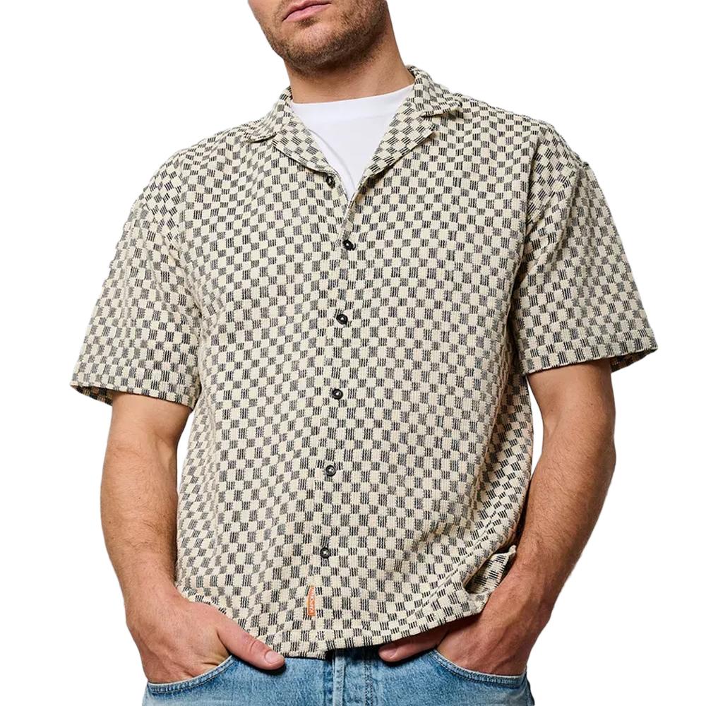 Chemisette Beige/Noir vichy Homme Kaporal TROY pas cher