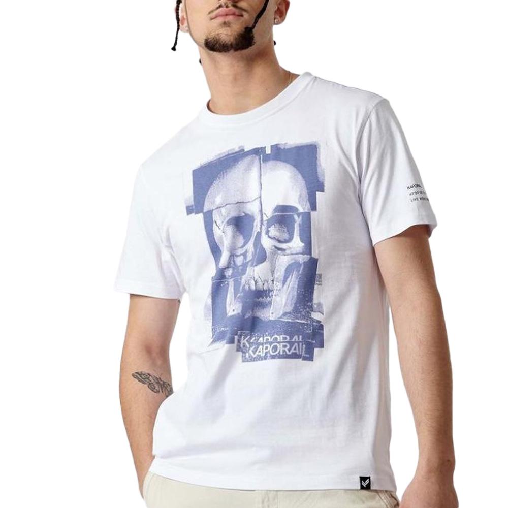 T-Shirt Blanc/Bleu Homme Kaporal BERTO pas cher