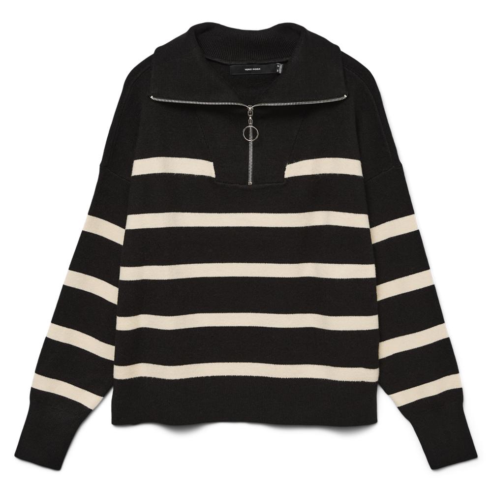 Pull Noir/beige Femme Vero Moda Saba vue 3