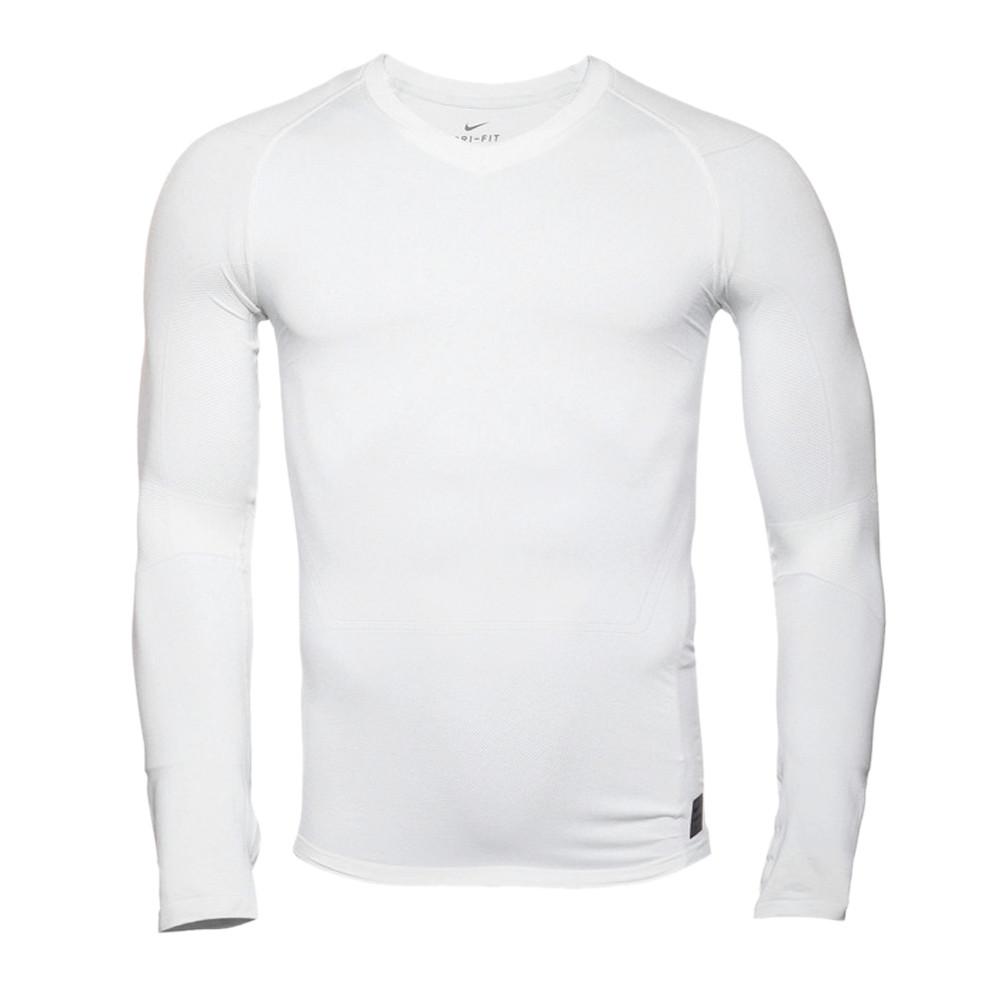 T-shirt Manches Longues Blanc Homme technique Nike Pro pas cher