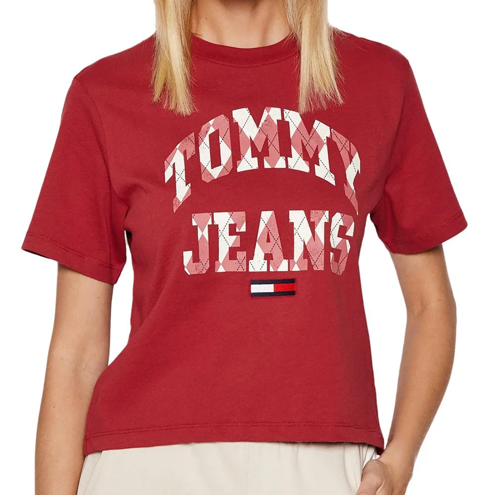 T-shirt Rouge Femme Tommy Jeans Classic College pas cher
