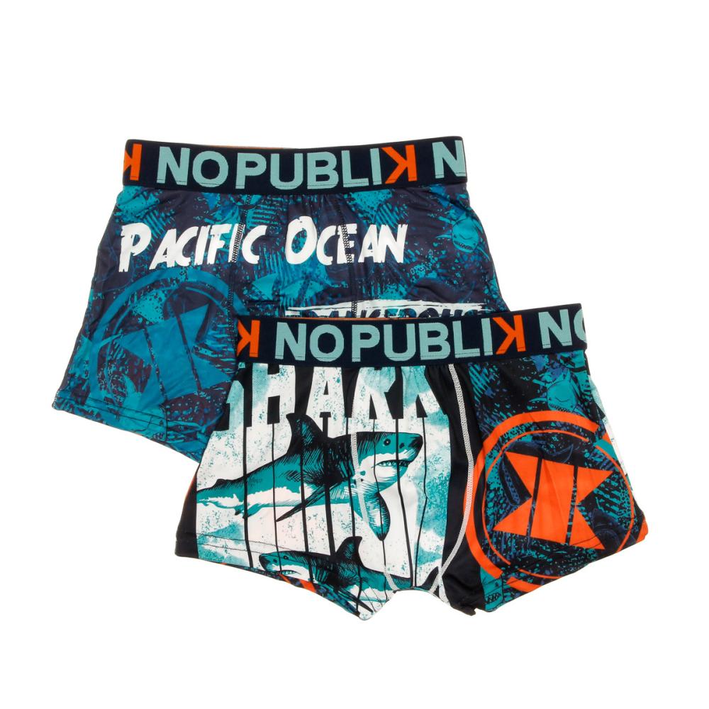 x2 Boxers Bleu Garçon No Publik Shark pas cher