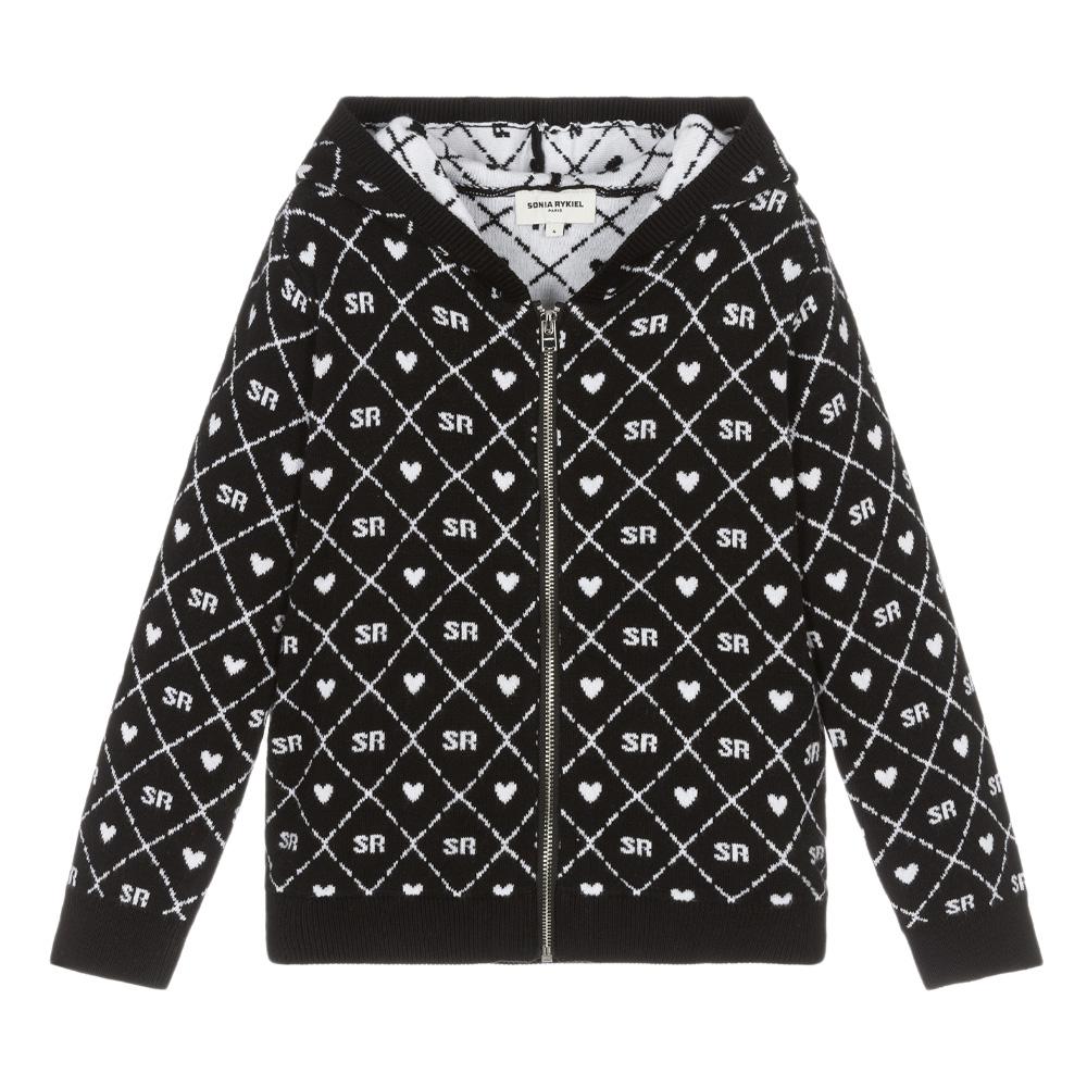Sweat Zippé Noir/Blanc Fille Sonia Rykiel A15032 pas cher
