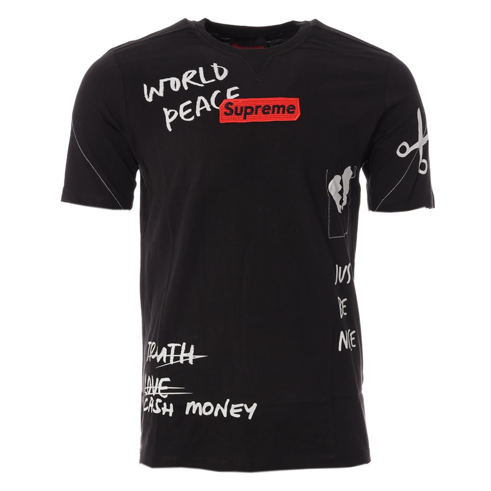 T-shirt Noir Homme Supreme Grip World pas cher