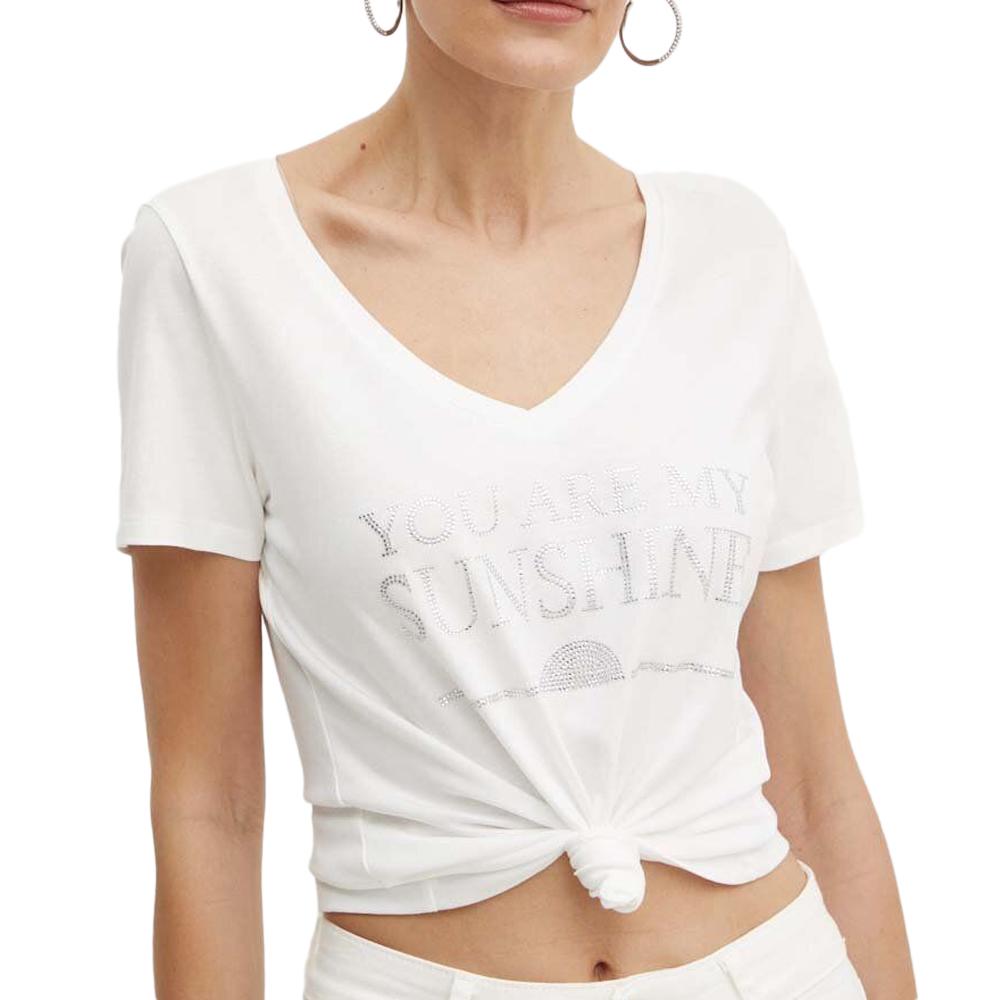 T-shirt Blanc Femme Morgan Serigraphie OFF pas cher