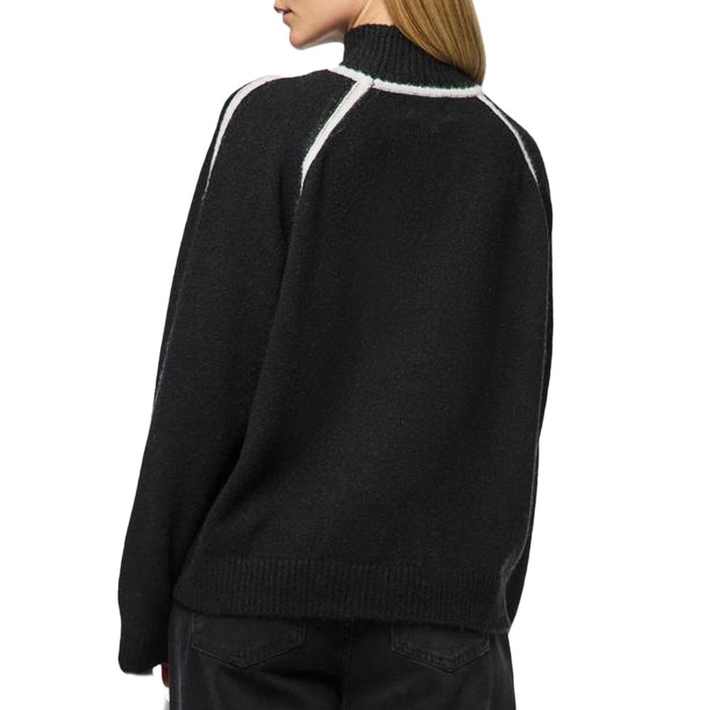 Pull Noir Femme Pieces Lola vue 2