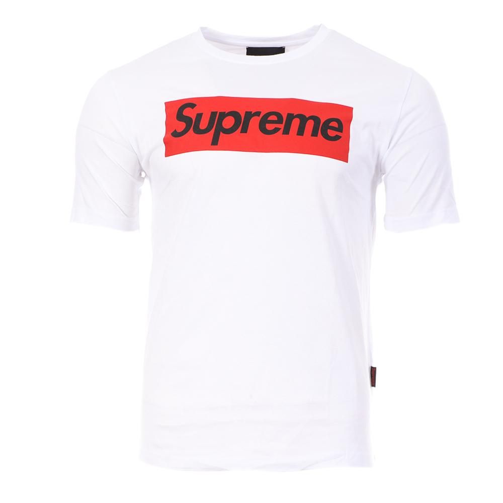 T-shirt Blanc/Rouge Homme Supreme Italfigo pas cher