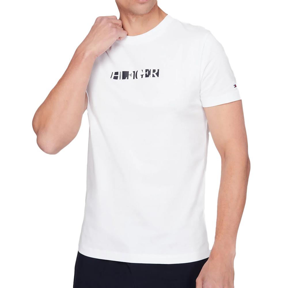 T-shirt Blanc/Noir Homme Tommy Hilfiger MW0MW22167 pas cher