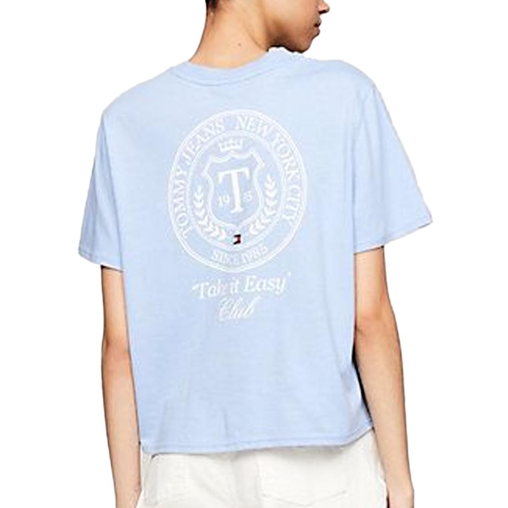 T-shirt Court Bleu Clair Femme Tommy Hilfiger Luxe 1 vue 2