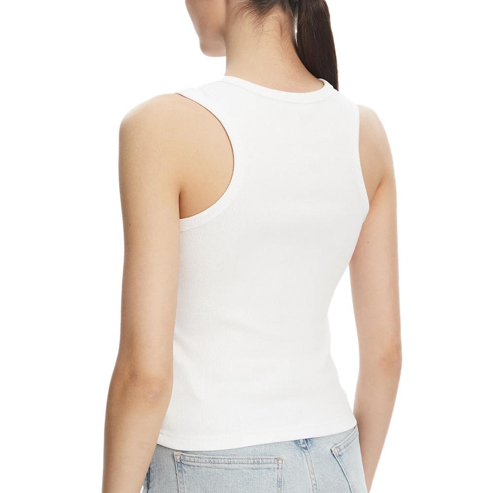 Débardeur Blanc Femme Calvin Klein Jeans A Woven Label vue 2