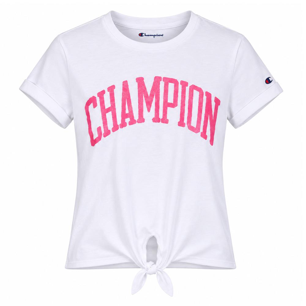 T-Shirt Blanche/Rose Fille Champion Graphic pas cher
