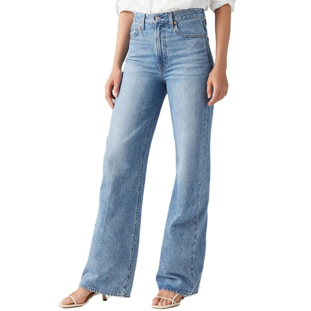 Jean Bleu Clair Femme Levi's Ribcage Wide Leg pas cher