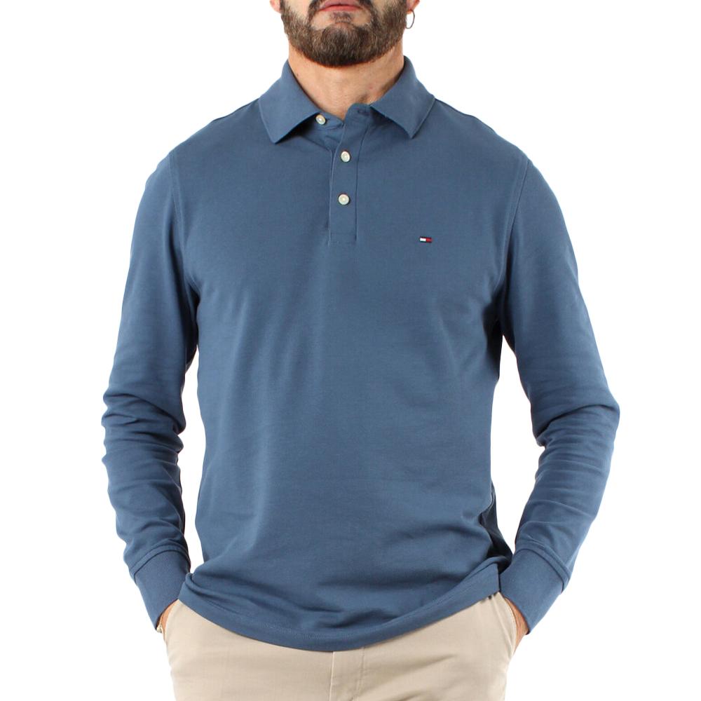 Polo Manches Longues Bleu Homme Tommy Hilfiger Aegean pas cher