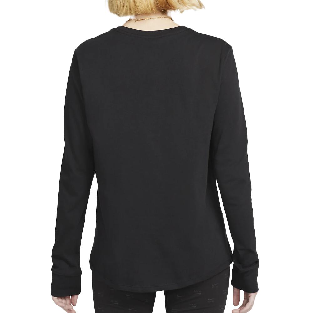T-shirt Manches Longues Noir Femme Nike Essential vue 2