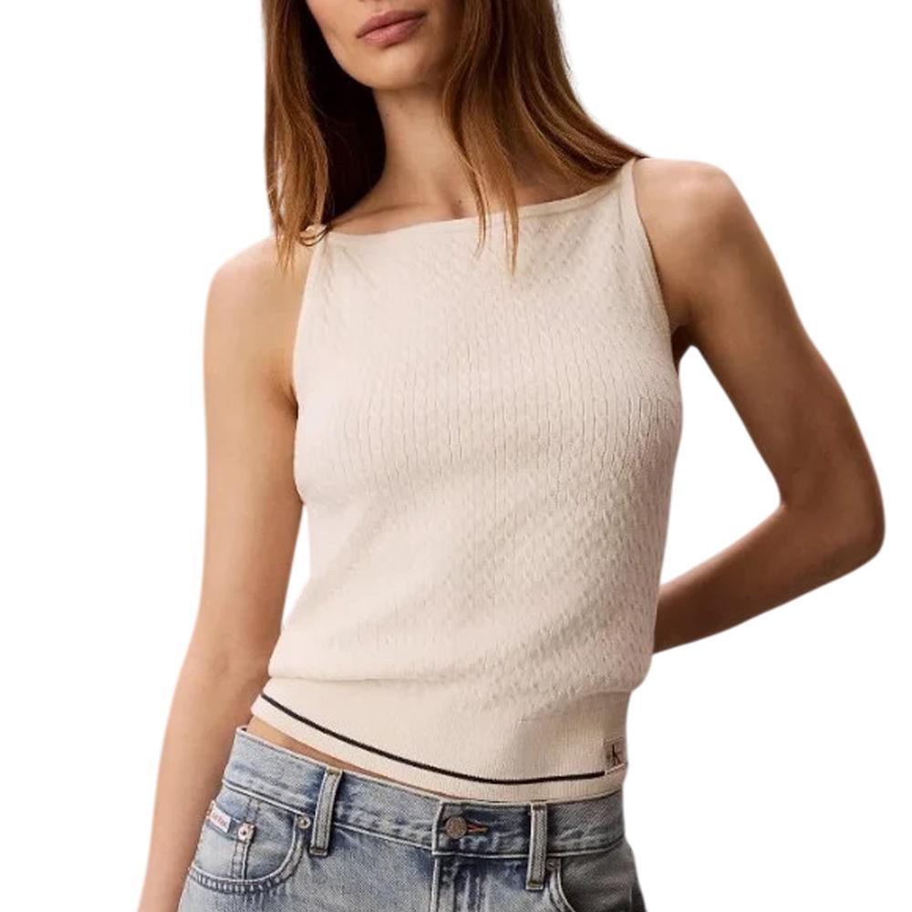 Débardeur Beige Femme Calvin Klein Jeans Slim Woven pas cher